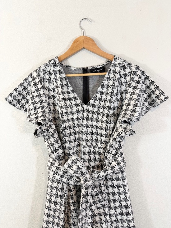 Lane Bryant Lena Midi Fit & Flare Dress Size 18/20P Black White Houndstooth - Picture 3 of 12